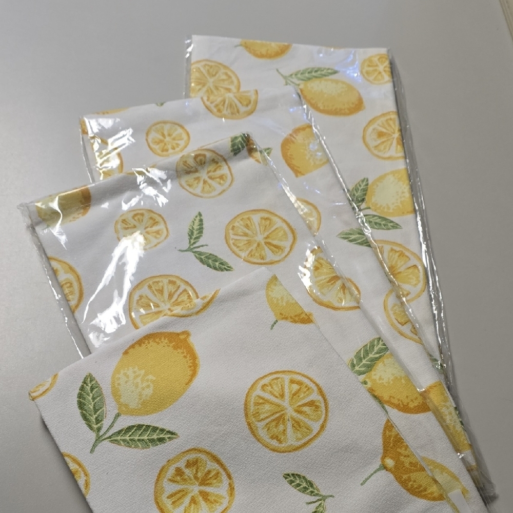 Lemon Print Kitchen Towel Set Of 4, NWOT - Picture 6 of 9
